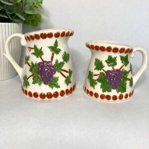 Vintage Pair Creamers w/ Raised Purple Grapes